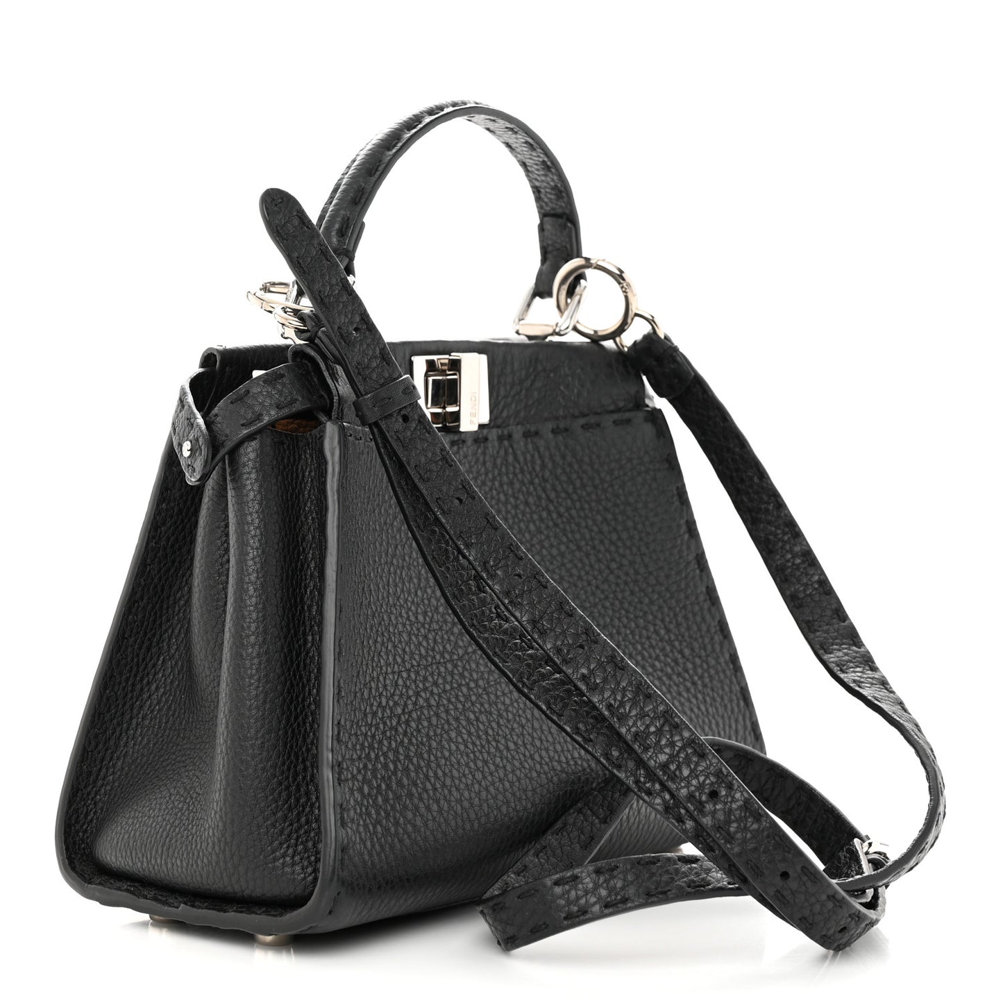 Cuoio Romano Selleria Bi-Color Mini Peekaboo Iconic Satchel Black Mou