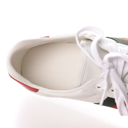 Gucci Miro Soft Calfskin Laminated Ayers Web Bee Embroidered Mens Ace Sneakers 8.5 White Red Flame Green 7 of 8
