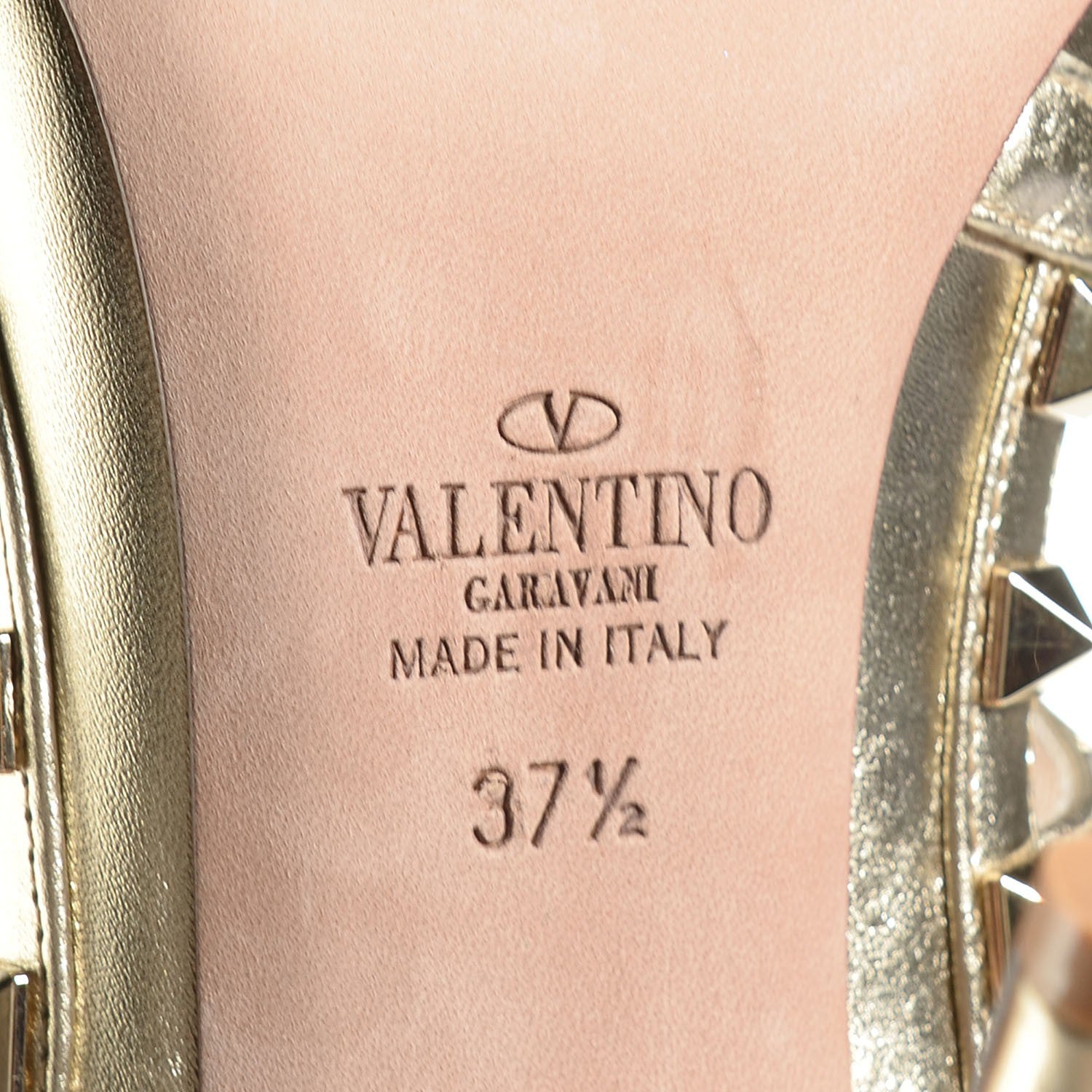 Valentino Garavani Metallic Calfskin Rockstud Ankle Strap 100mm Pumps 37.5 Platino 6 of 6