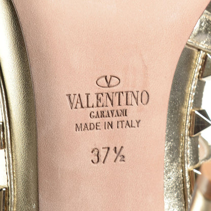 Valentino Garavani Metallic Calfskin Rockstud Ankle Strap 100mm Pumps 37.5 Platino 6 of 6