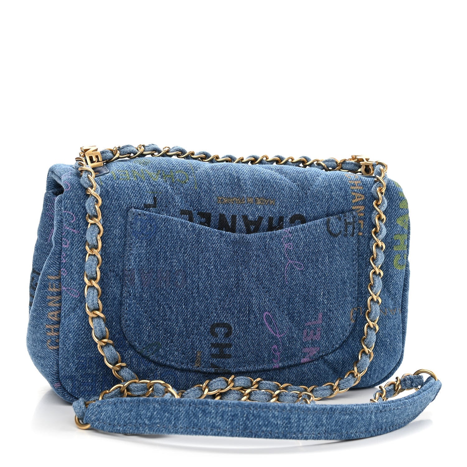 Chanel Denim Quilted Mini Denim Mood Rectangular Flap Blue Multicolor 3 of 10