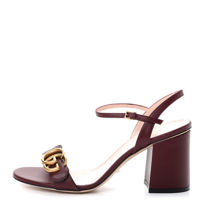 Gucci Lifford Calfskin GG Marmont Ankle Wrap 75mm Sandals 38 Vintage Bordeaux 1 of 11