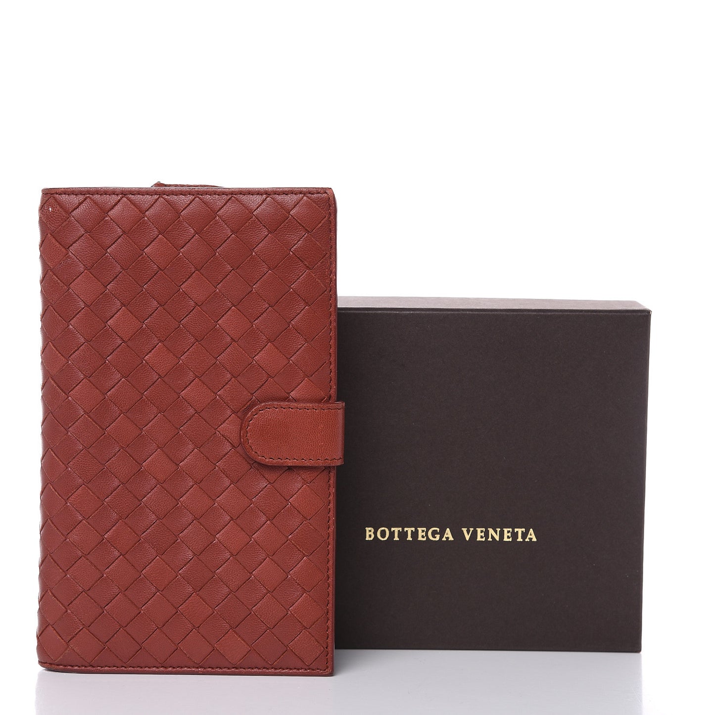 Nappa Intrecciato Continental Snap Wallet Brique