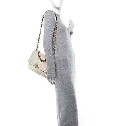 Chanel Iridescent Calfskin Quilted Large Chanel 19 Flap White 2 of 10