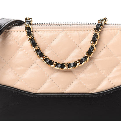 Chanel Aged Calfskin Quilted Small Gabrielle Clutch With Chain Beige Black 11 of 13