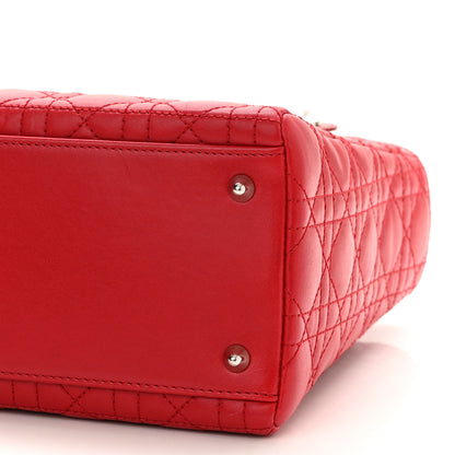 Christian Dior Lambskin Cannage Medium Lady Dior Red 9 of 11