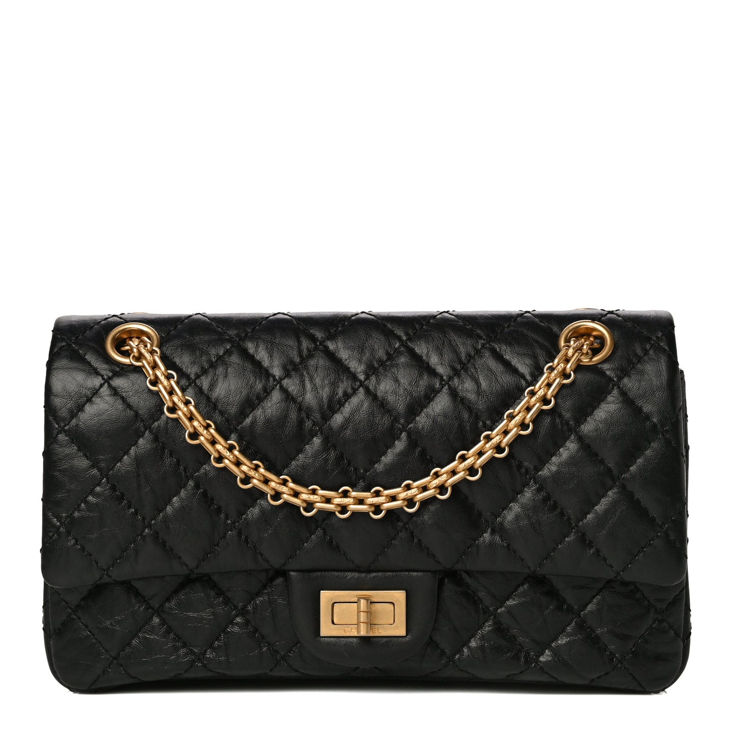Aged Calfskin Quilted 2.55 Reissue 225 Flap Black
