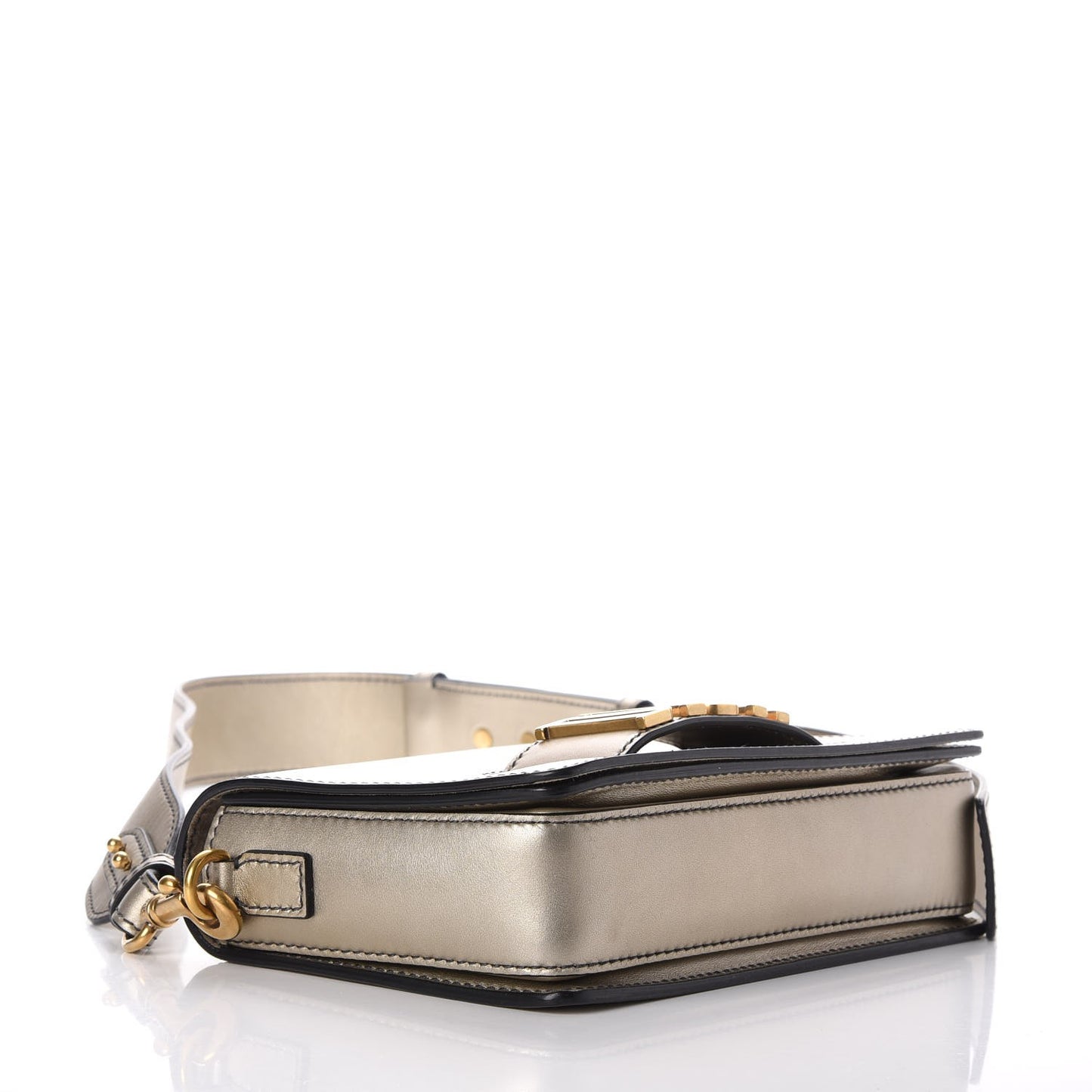 Metallic Smooth Calfskin Dio(r)evolution Flap Bag Gold