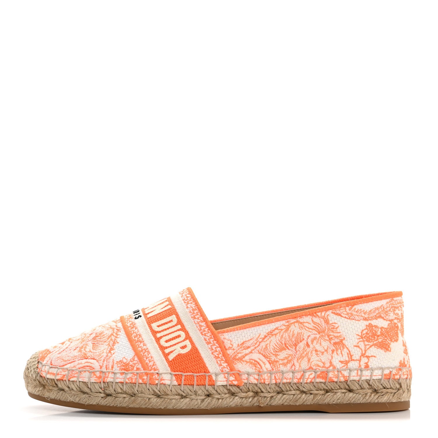 Christian Dior Embroidered Toile De Jouy Granville Espadrille 38 38 White Orange 1 of 9