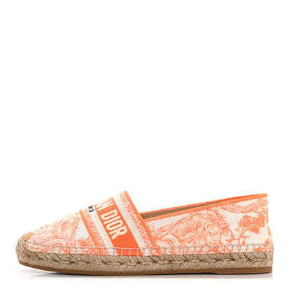 Christian Dior Embroidered Toile De Jouy Granville Espadrille 38 38 White Orange 1 of 9