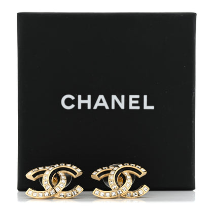 Chanel Baguette Crystal Enamel CC Earrings Black Gold 4 of 4