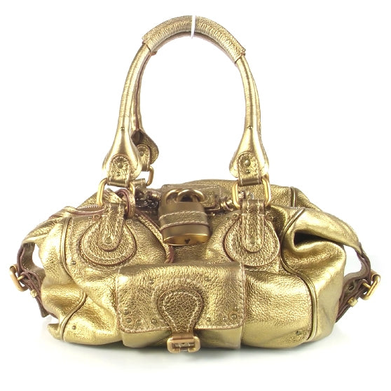Leather Paddington Front Pocket Tote Gold