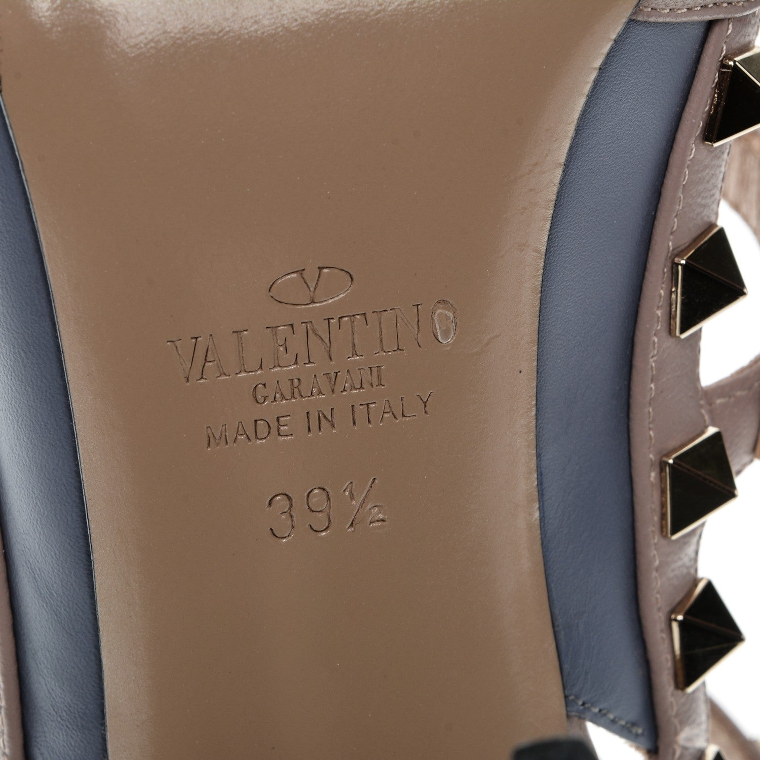 Valentino Garavani Calfskin Nappa Rockstud Ankle Strap 100mm Pumps 39.5 Grey Blue Poudre 7 of 8