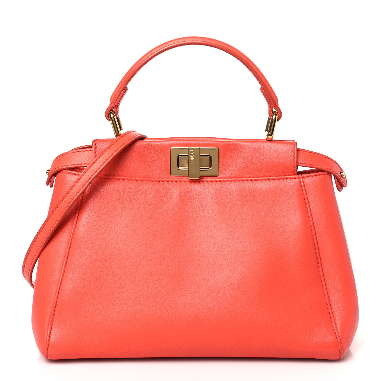 Fendi Nappa Mini Peekaboo Iconic Satchel Azalea 1 of 10