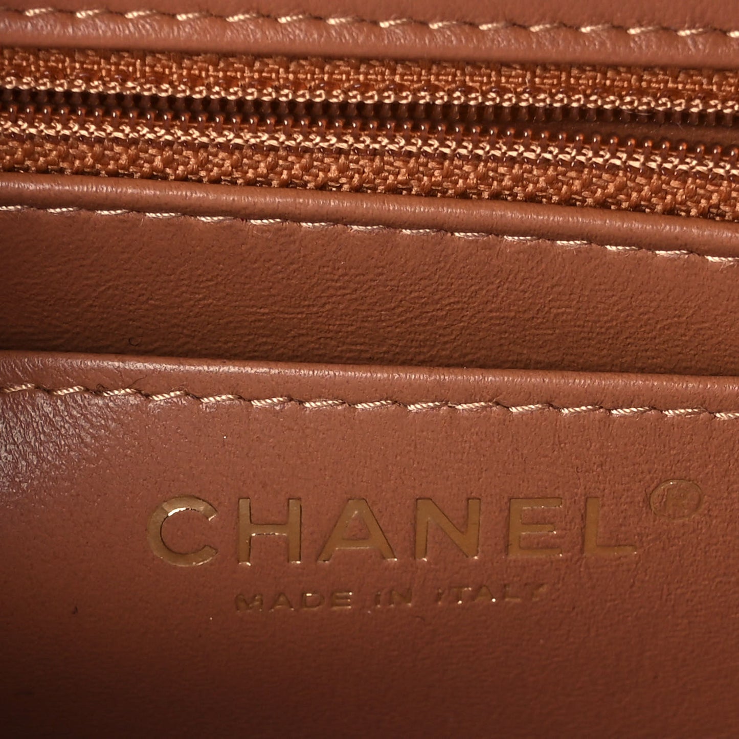 Lambskin Quilted Mini Rectangular Flap Brown