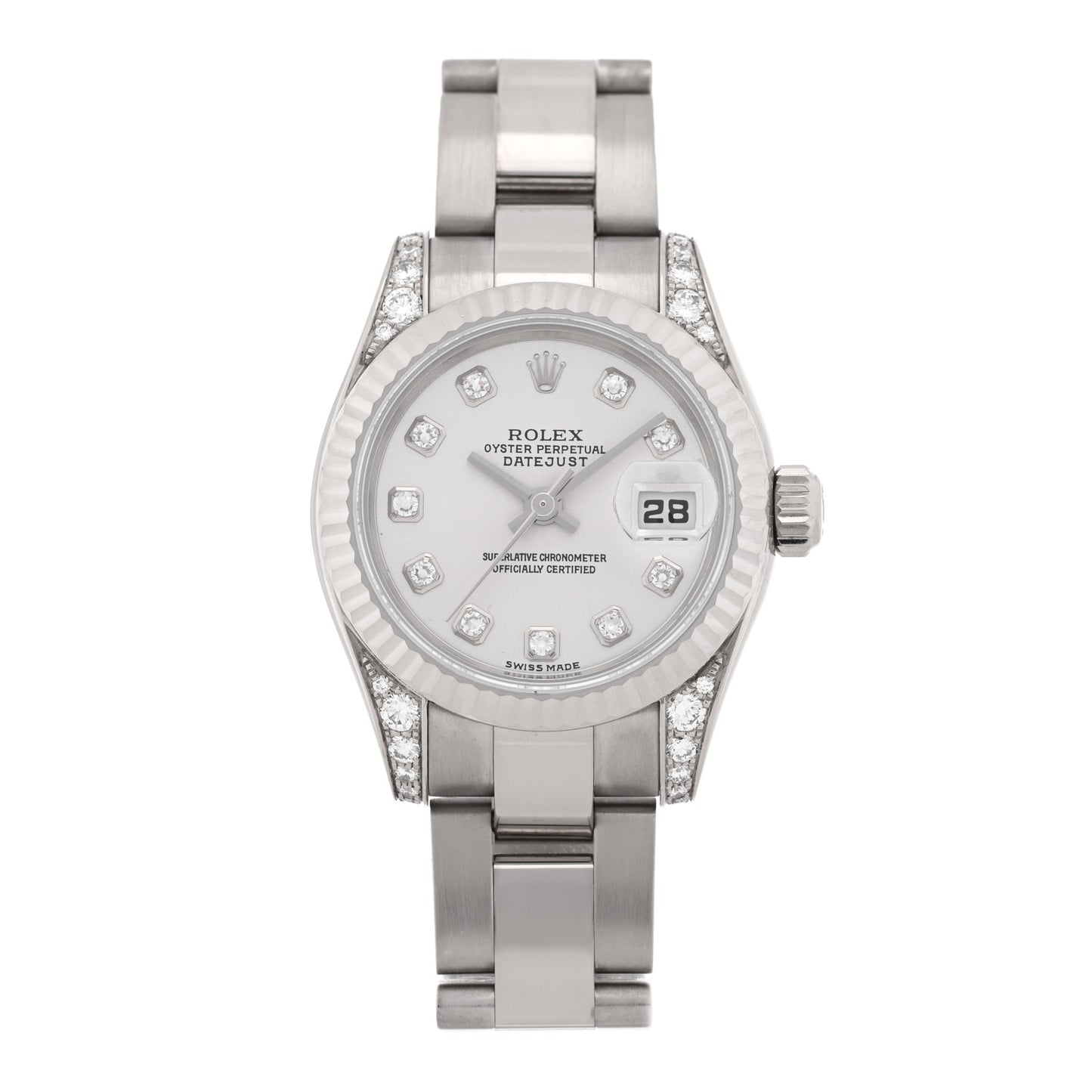 18K White Gold Diamond 26mm Oyster Perpetual Lady Datejust Watch Silver 179239