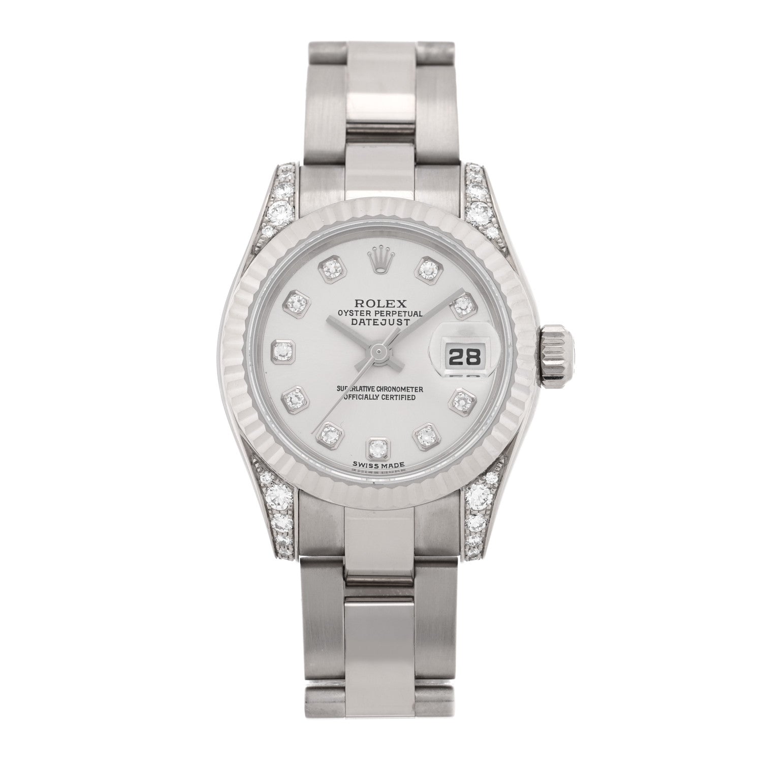 Rolex 18K White Gold Diamond 26mm Oyster Perpetual Lady Datejust Watch Silver 179239 1 of 4
