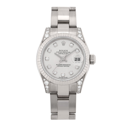 Rolex 18K White Gold Diamond 26mm Oyster Perpetual Lady Datejust Watch Silver 179239 1 of 4