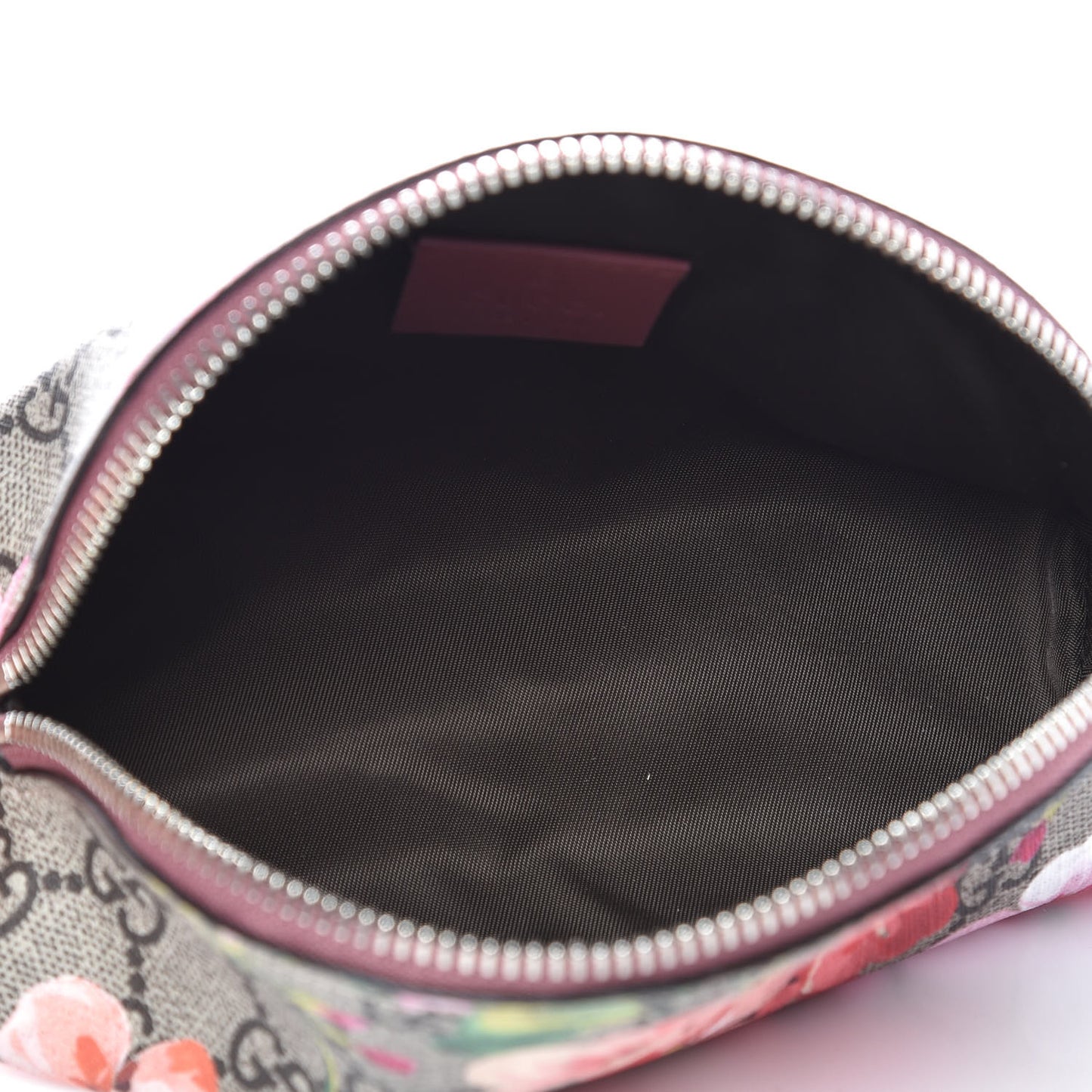 GG Supreme Monogram Blooms Small Pouch Cosmetic Case Beige Multicolor Dry Rose