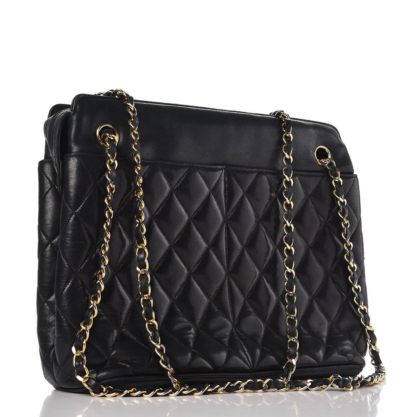 Lambskin Quilted Shoulder Bag Black