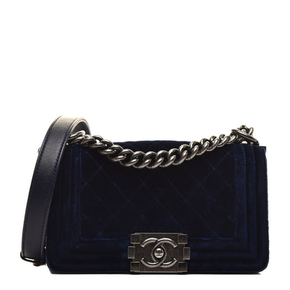 Chanel Velvet Quilted Small Boy Flap Blue 1 of 9