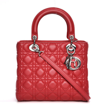 Christian Dior Lambskin Cannage Medium Lady Dior Red 1 of 12