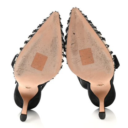 Christian Dior Mesh Strass Sweet D Sling-Back Pumps 39.5 Black 5 of 12