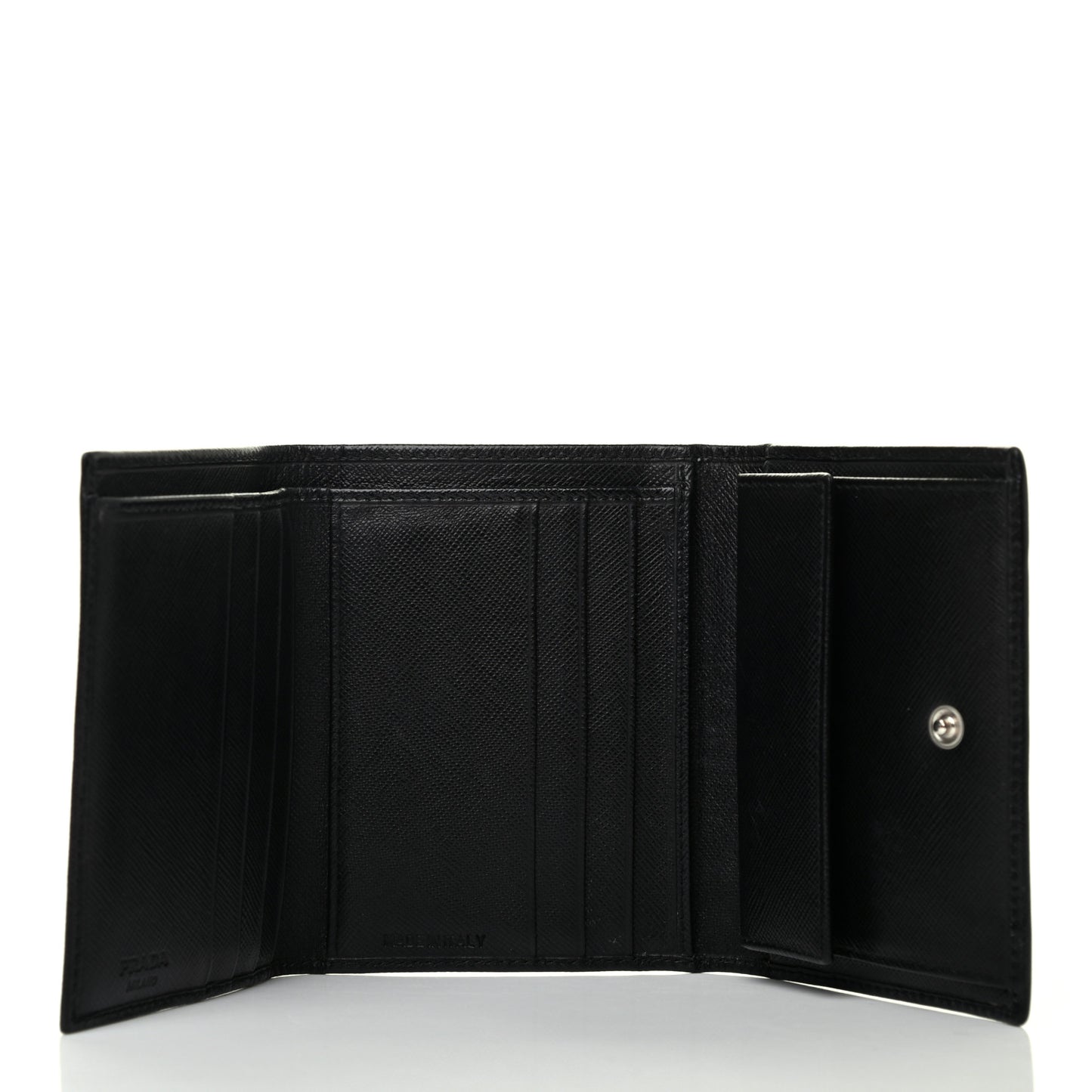 Saffiano Metal Tri-Fold Wallet Black