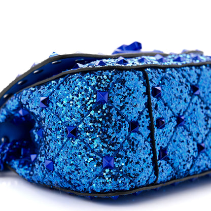Valentino Garavani Glitter Micro Rockstud Spike Shoulder Bag Electric Blue 8 of 11