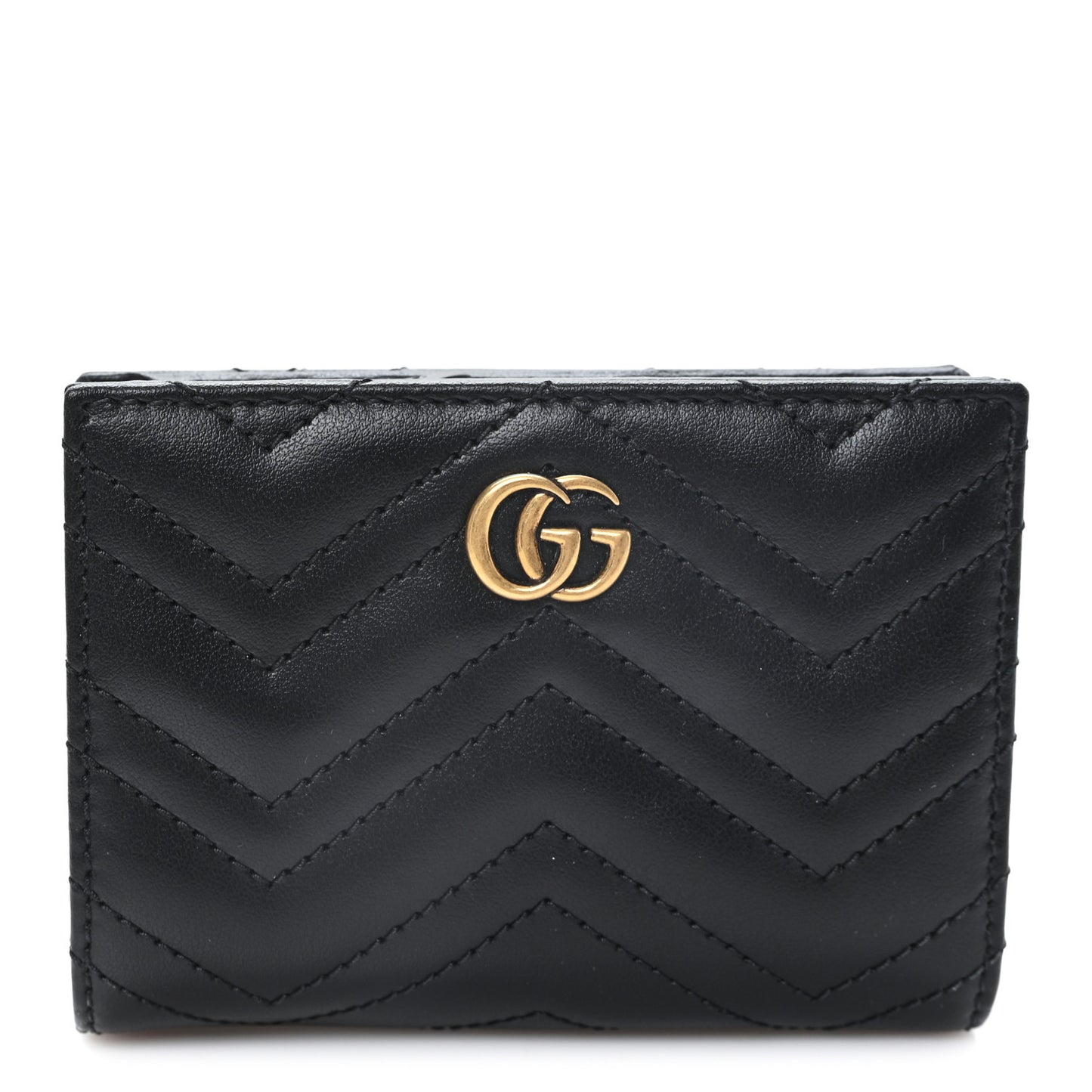 Calfskin Matelasse GG Marmont Card Case Wallet Black