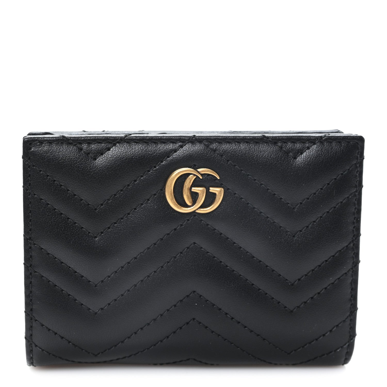 Gucci Calfskin Matelasse GG Marmont Card Case Wallet Black 1 of 8
