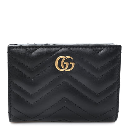 Gucci Calfskin Matelasse GG Marmont Card Case Wallet Black 1 of 8
