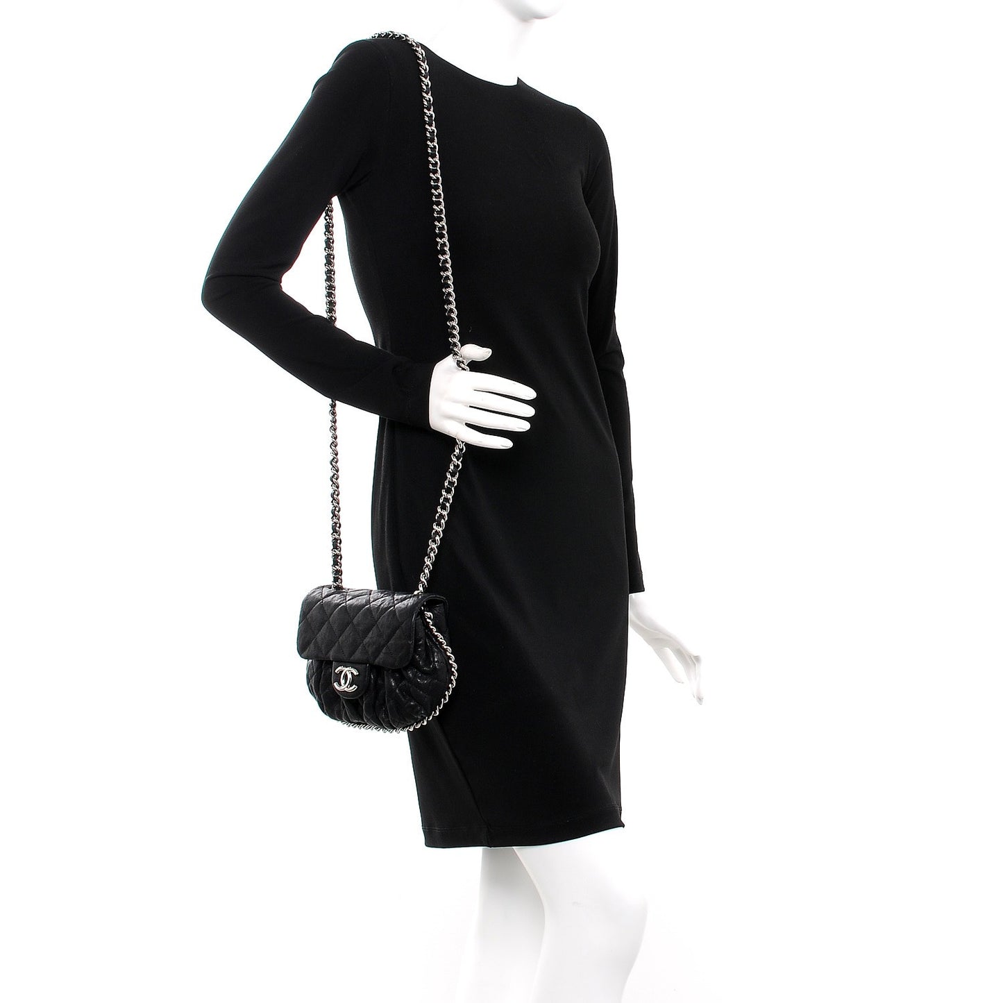 Washed Lambskin Mini Chain Around Messenger Black