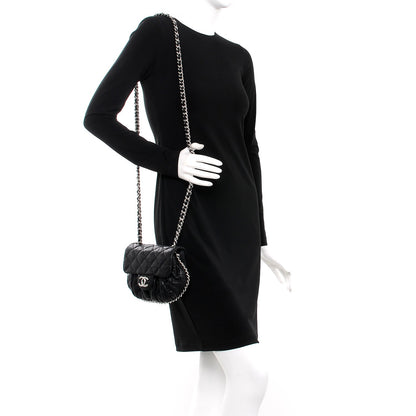 Chanel Washed Lambskin Mini Chain Around Messenger Black 2 of 8