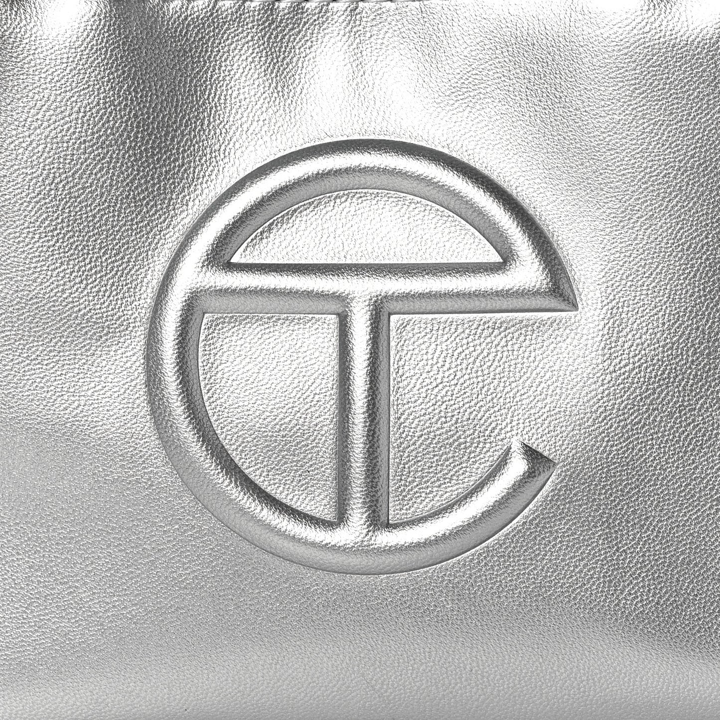 Metallic Vegan Leather Small Shopping Bag Silver