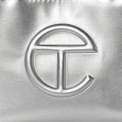 Telfar Metallic Vegan Leather Small Shopping Bag Silver 8 of 10