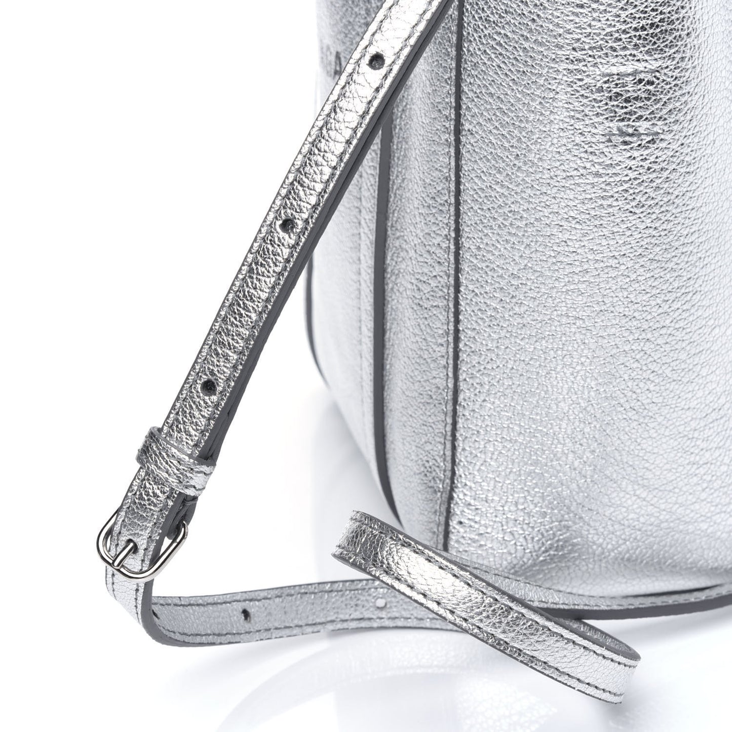 Metallic Goatskin Logo XXS Everyday Tote Argent Black