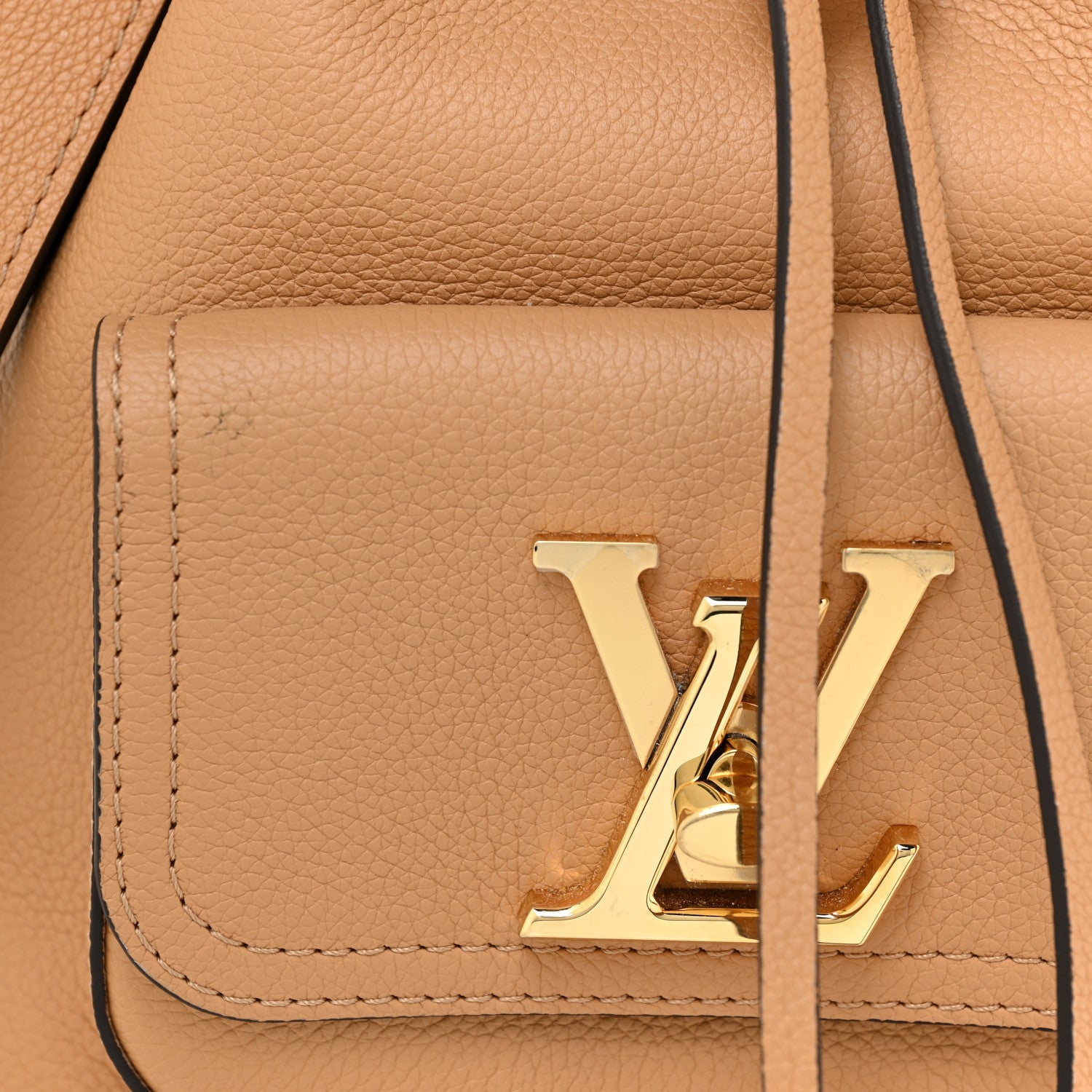 Louis Vuitton Calfskin Lockme Bucket MM Arizona Beige 7 of 11