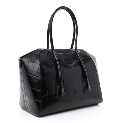 Givenchy Calfskin Crocodile Embossed Medium Lock Antigona Black 3 of 10