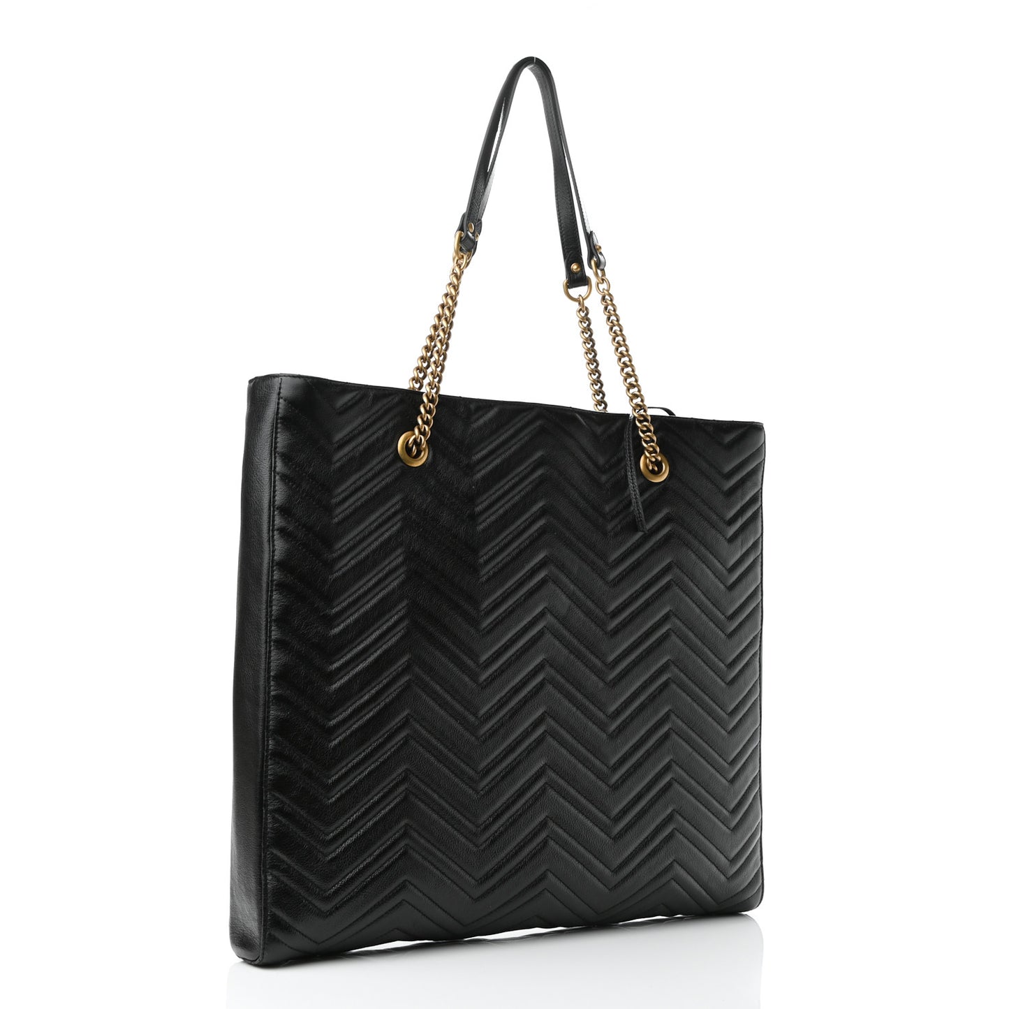 Azalea Calfskin Matelasse Large GG Marmont Slim Tote Black