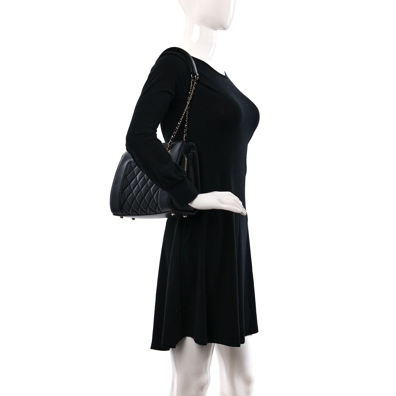 Chanel Sheepskin Quilted Mademoiselle Vintage Shopping Tote Black 2 of 11