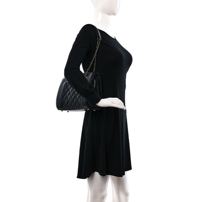Chanel Sheepskin Quilted Mademoiselle Vintage Shopping Tote Black 2 of 11