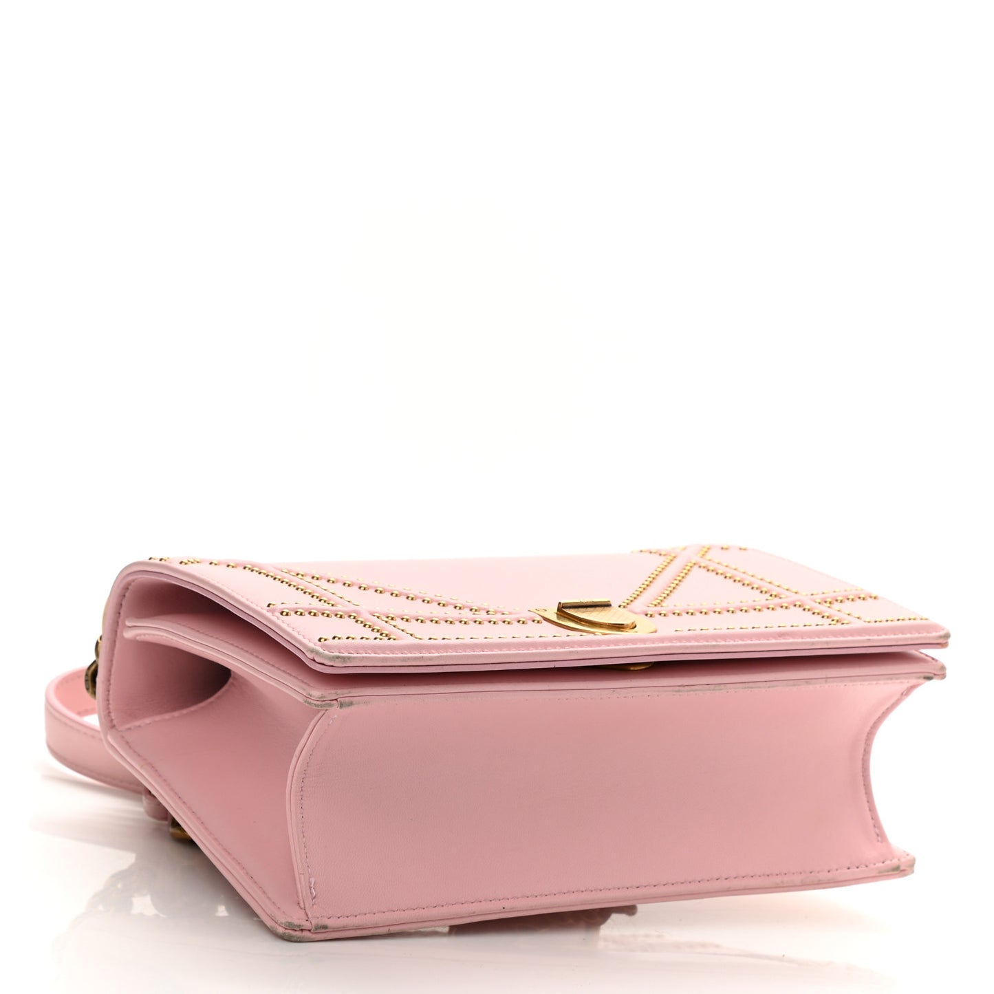 Lambskin Studded Small Diorama Flap Bag Pink
