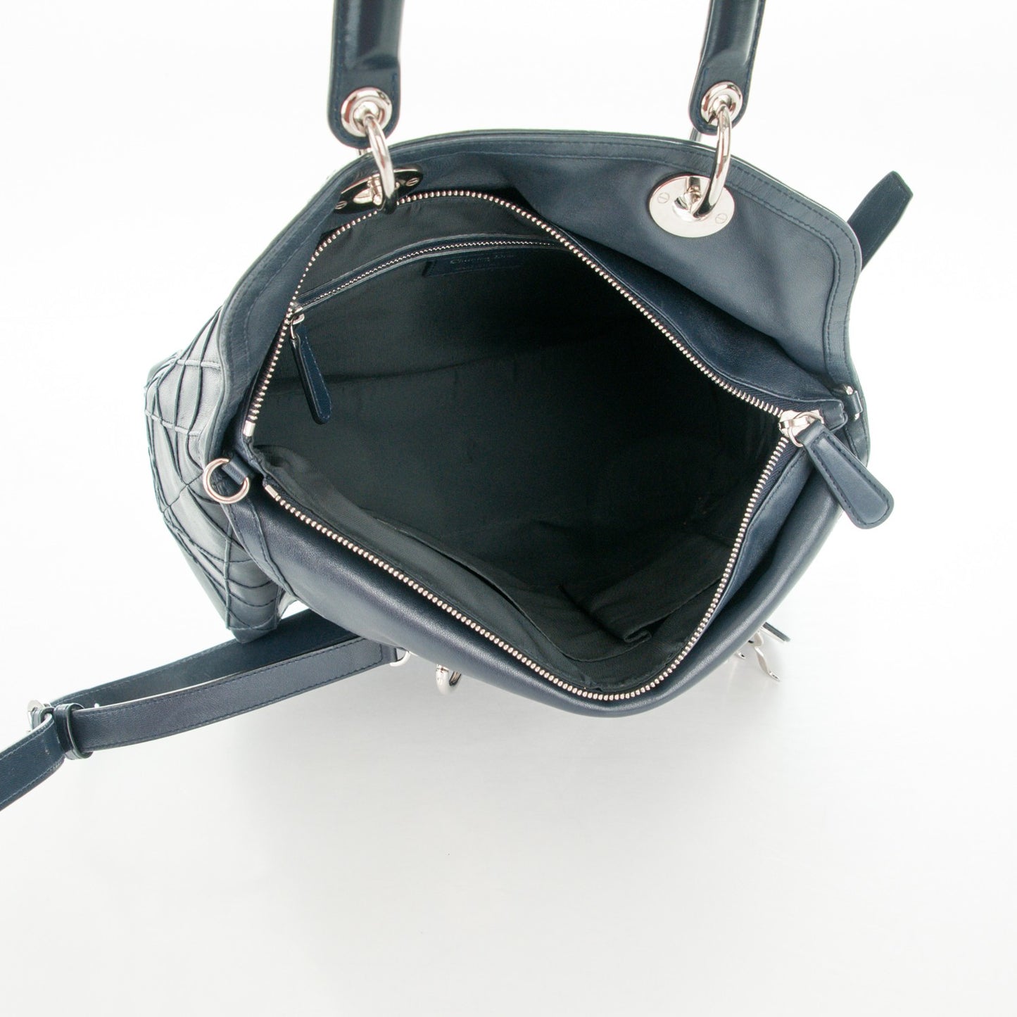Lambskin Cannage Medium Granville Tote Navy Blue