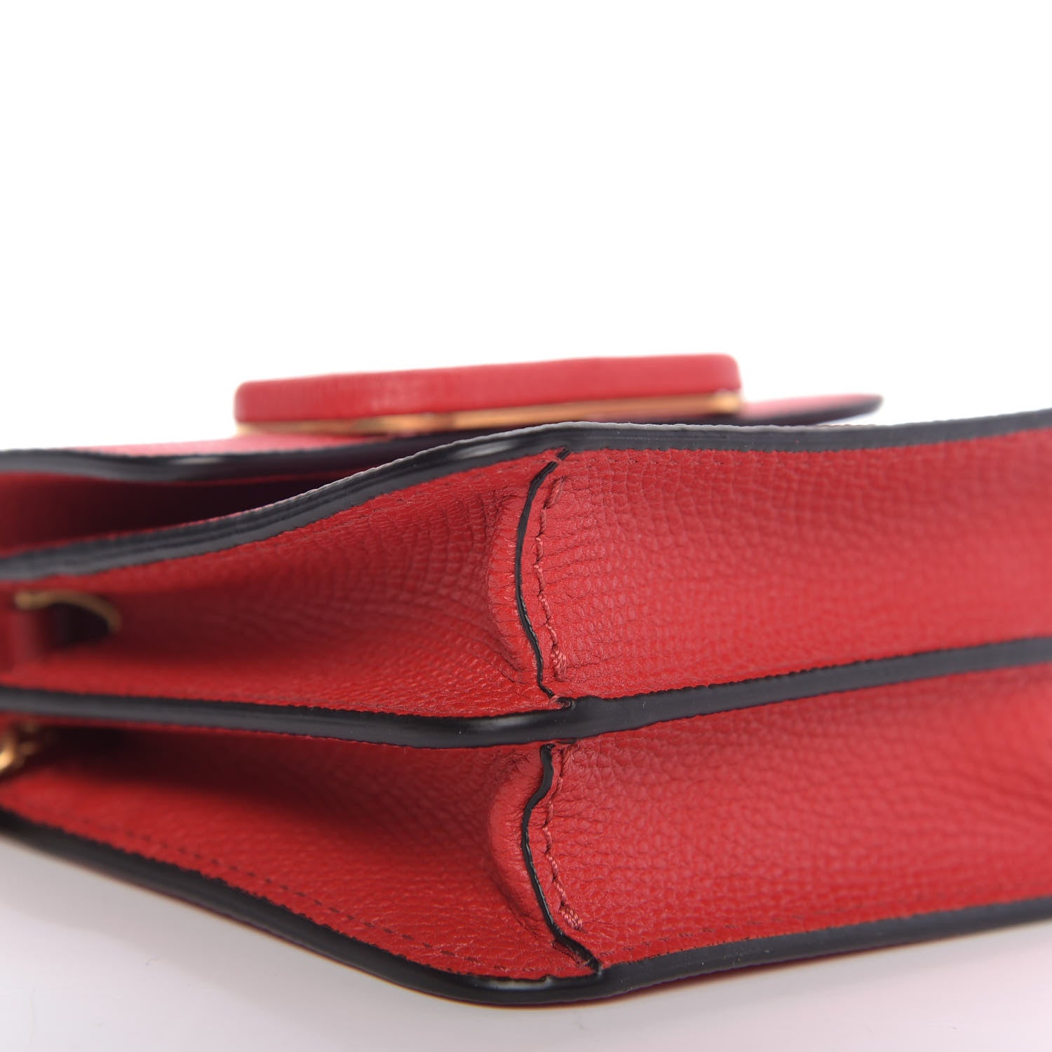 Valentino Garavani Grainy Calfskin Vlogo Compact Wallet with Chain Rouge Pur 6 of 8