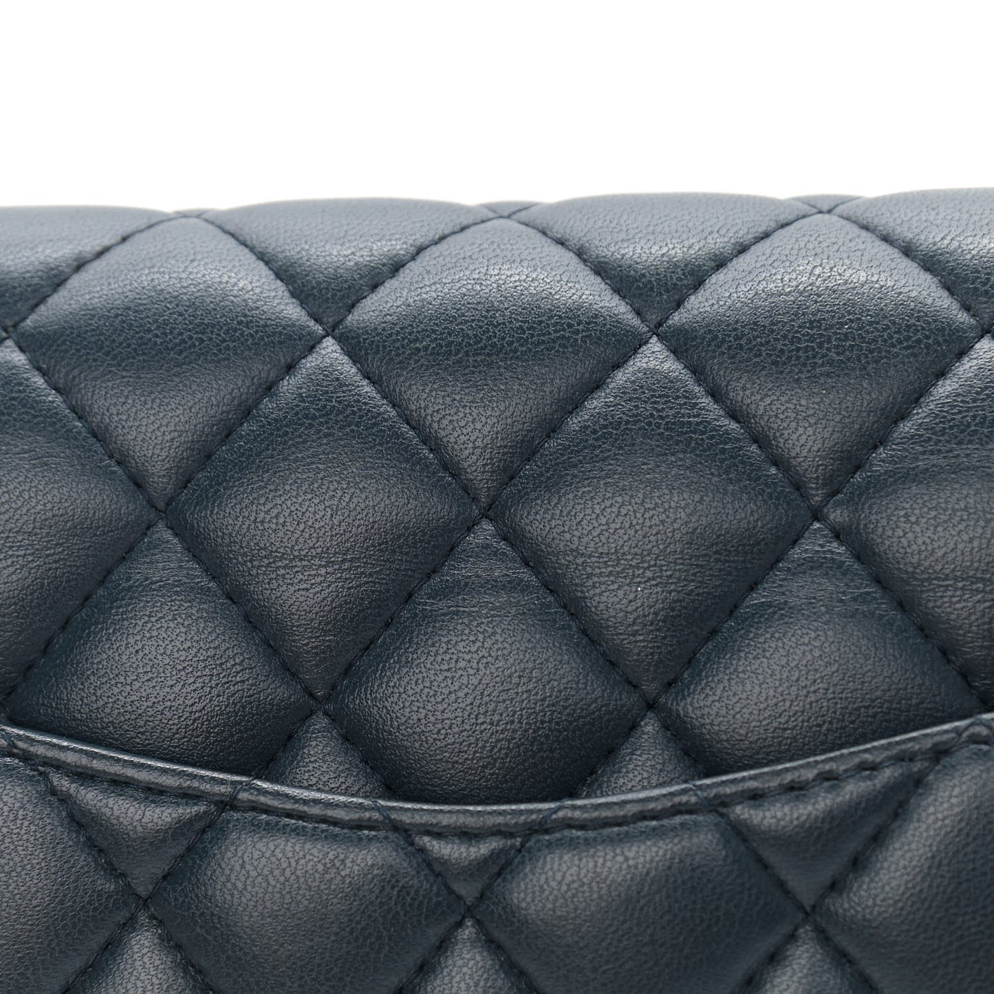 Lambskin Quilted Medium Double Flap Dark Blue
