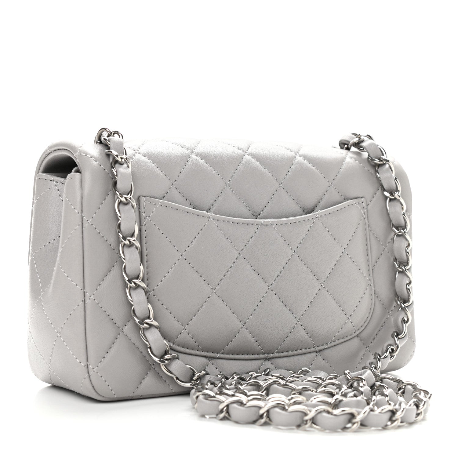 Chanel Lambskin Quilted Mini Rectangular Flap Grey 3 of 10