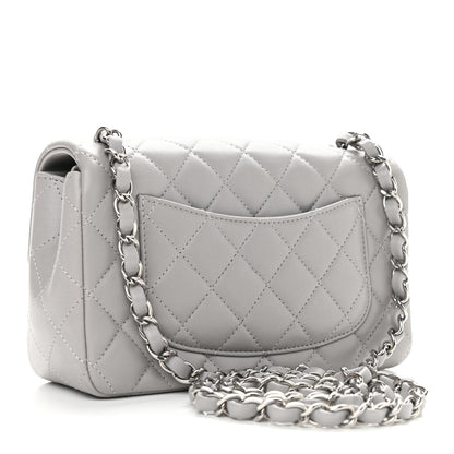 Chanel Lambskin Quilted Mini Rectangular Flap Grey 3 of 10