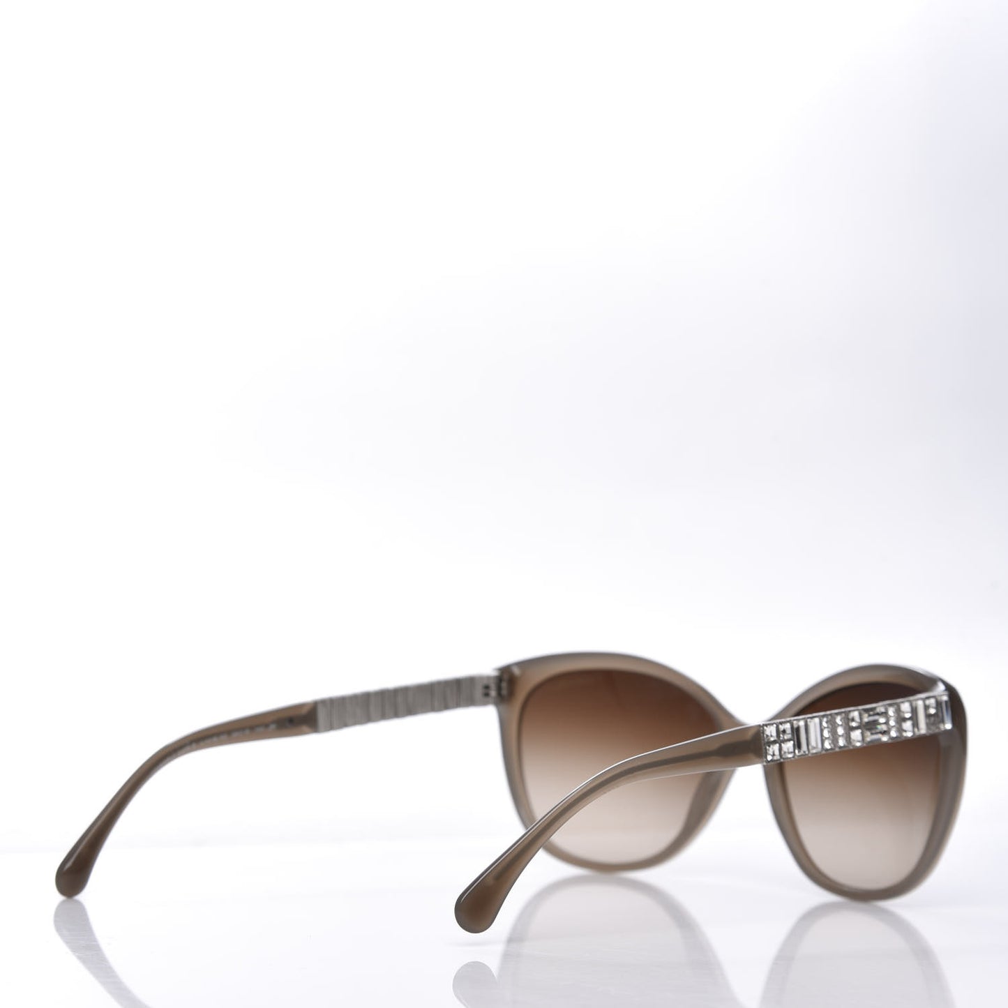 Crystal Baguette Cat Eye Sunglasses 5309-B Brown
