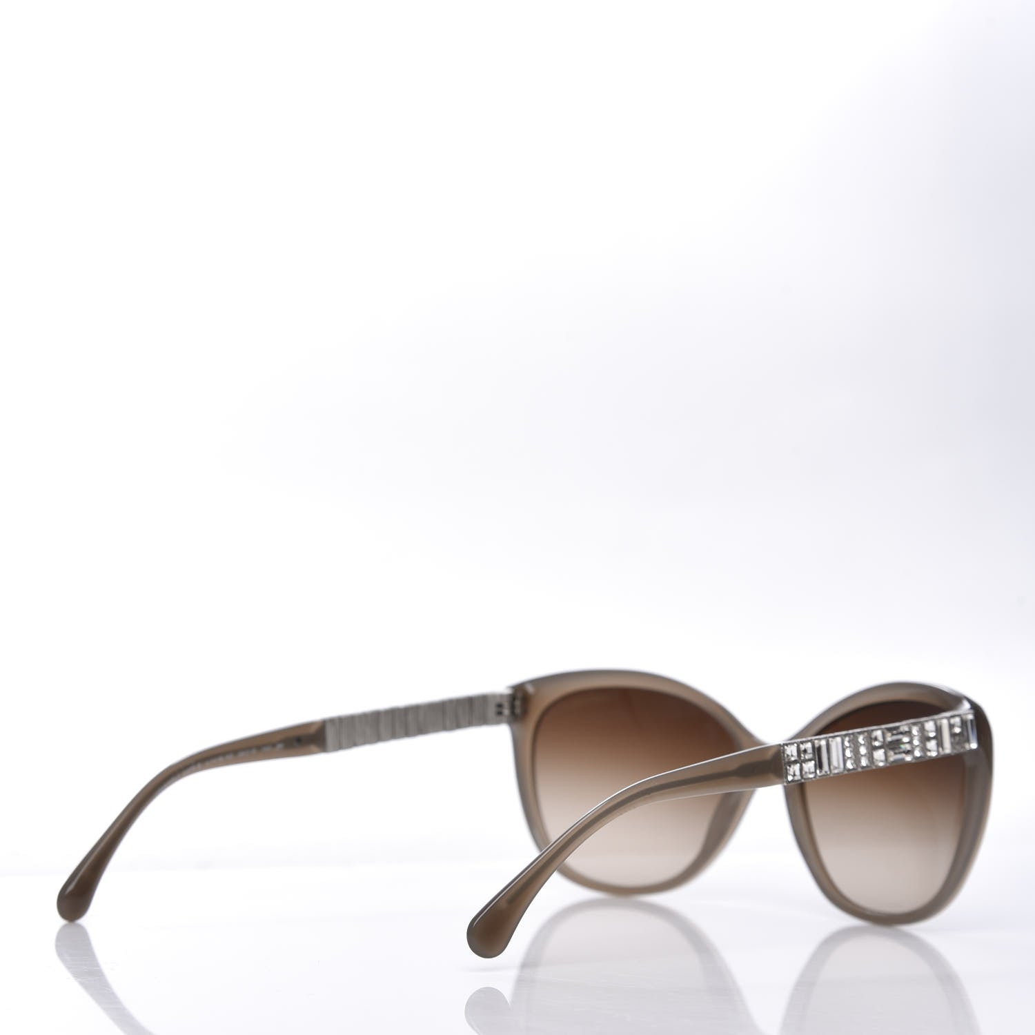Chanel Crystal Baguette Cat Eye Sunglasses 5309-B Brown 4 of 8